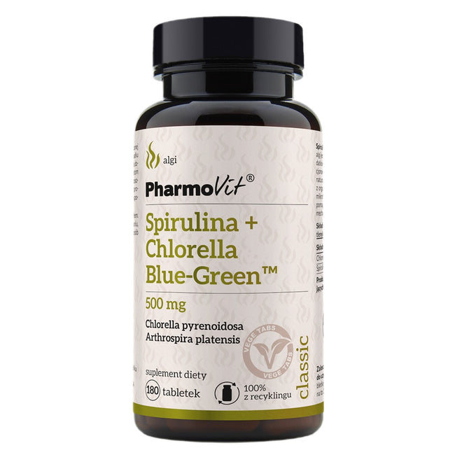 Pharmovit Spirulina + Chlorella Blue-Green suplement diety 180 tabletek