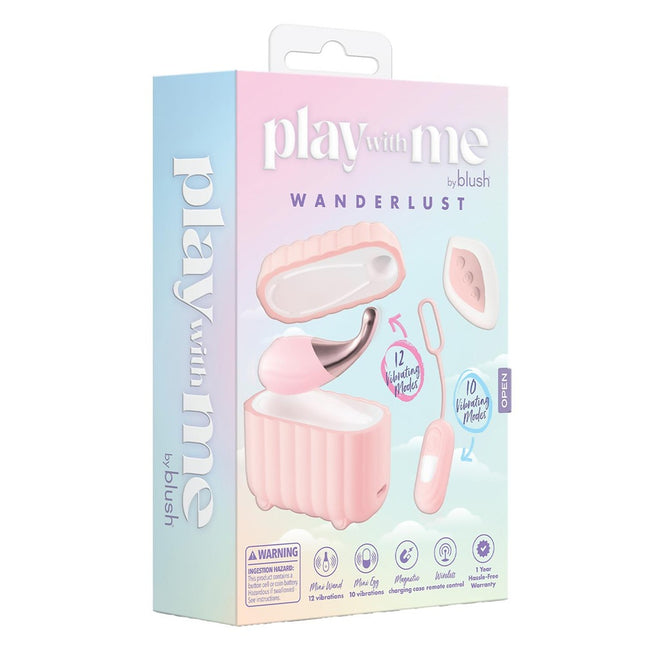 Blush Play With Me Wanderlust zestaw mini wand z 12 trybami + bezprzewodowe jajko z 10 trybami + etui + pilot Pink