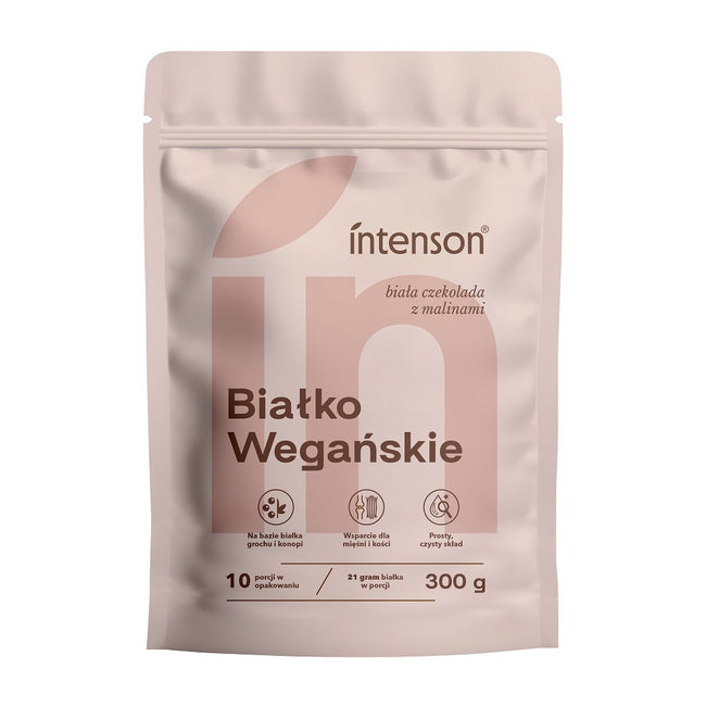 Intenson Białko Wegańskie o smaku białej czekolady i malin 300g