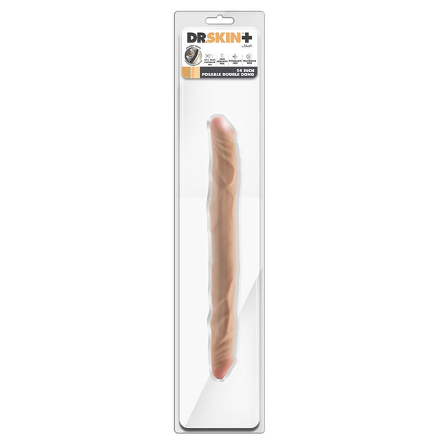Blush Dr.Skin+ Posable Double Dong dwustronne realistyczne dildo Beige 35.6cm