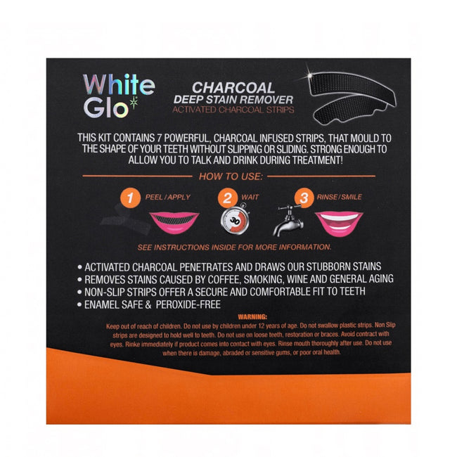 White Glo Charcoal Deep Stain Remover paski wybielające z aktywnym węglem 7szt