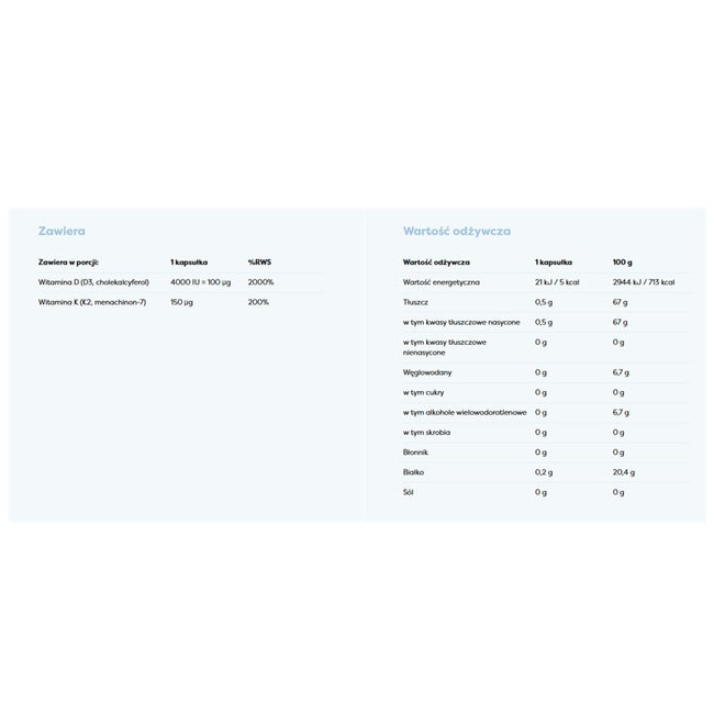 Osavi Witamina D3 + K2 4000IU + 150μg suplement diety 120 kapsułek