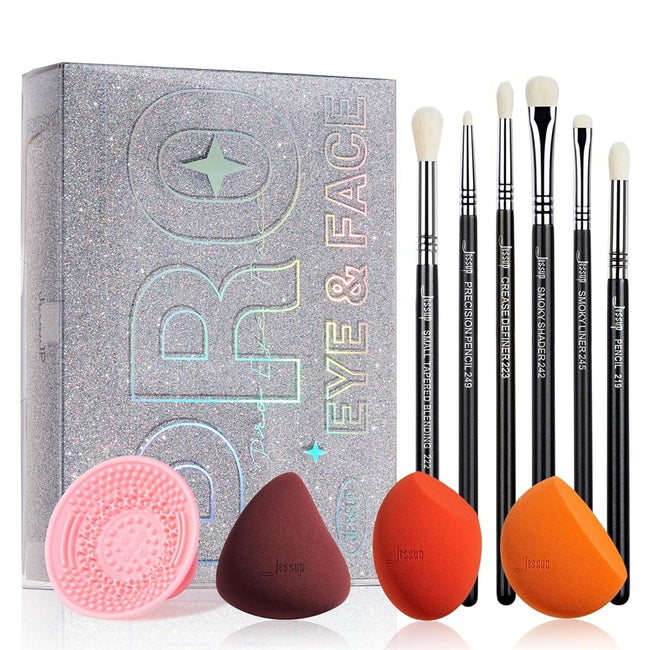 JESSUP Beauty Kit zestaw pędzli i gąbeczek szkatułka T504 10szt