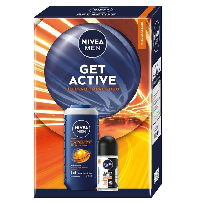 Nivea Men Get Active zestaw żel pod prysznic 3w1 250ml + antyperspirant roll-on 50ml