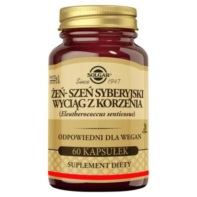Solgar Żeń-szeń syberyjski wyciąg z korzenia suplement diety 60 kapsułek