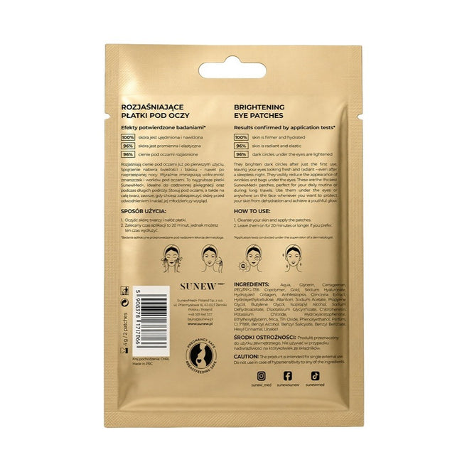 SunewMed+ Collagen Eye Pads rozjaśniające płatki pod oczy z hydrolizowanym kolagenem i drobinkami złota 1 para