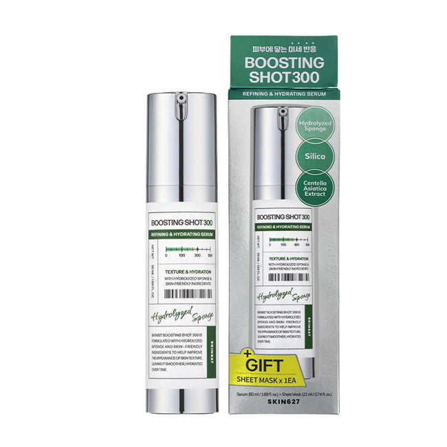 SKIN627 Boosting Shot 300 + Cica with Green Tea Sheet Mask zestaw serum do twarzy 50ml + maseczka w płachcie 22ml