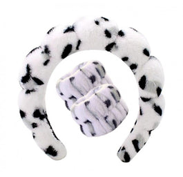 Ecarla Zestaw opasek kosmetycznych na głowę i nadgarstki Biała Panterka O540BSZ