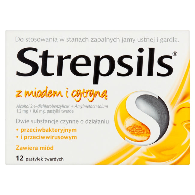 Strepsils Pastylki do ssania z miodem i cytryną 12szt.