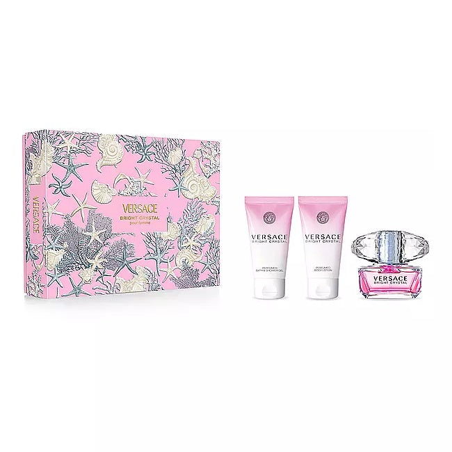 Versace Bright Crystal zestaw woda toaletowa spray 50ml + balsam do ciała 50ml + żel pod prysznic 50ml