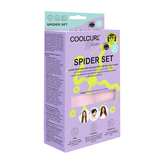 Glov CoolCurl Spider Set wałki do kręcenia włosów na zimno do włosów długiej i średniej długości Pink 4szt