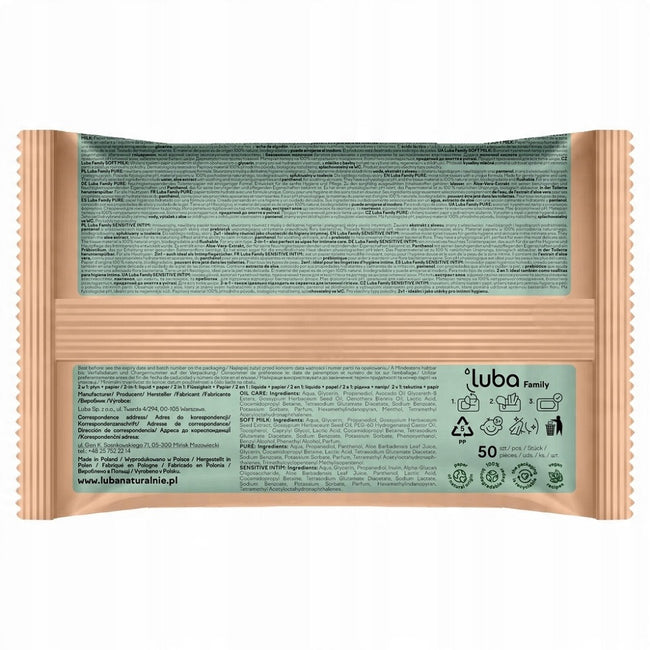 Luba Family Soft Milk nawilżany papier toaletowy 50szt