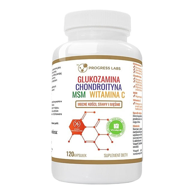 Progress Labs Glukozamina + Chondroityna + MSM + Witamina C suplement diety 120 kapsułek