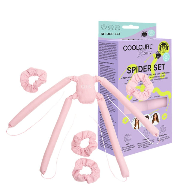 Glov CoolCurl Spider Set wałki do kręcenia włosów na zimno do włosów długiej i średniej długości Pink 4szt