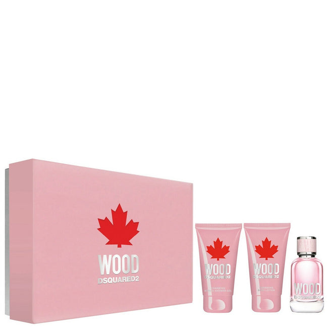 Dsquared2 Wood Pour Femme zestaw woda toaletowa spray 50ml + balsam do ciała 50ml + żel pod prysznic 50ml