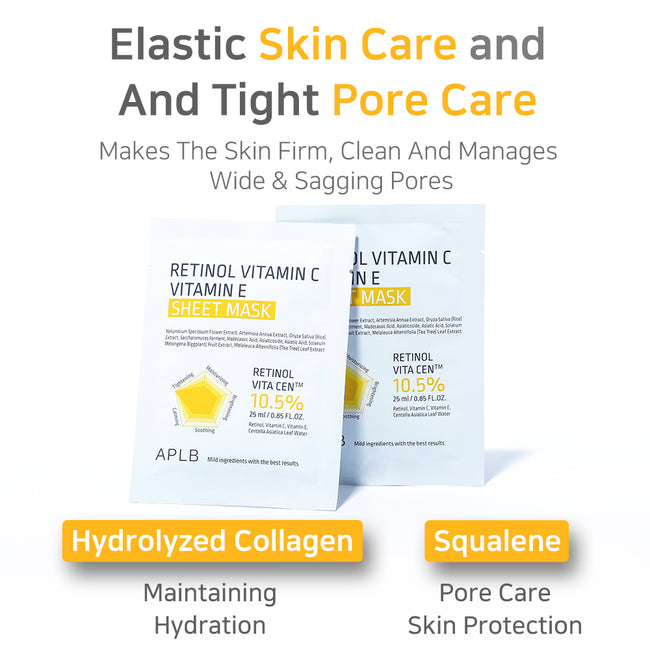 APLB Retinol Vitamin C Vitamin E Sheet Mask rozświetlająca maska w płachcie 25ml