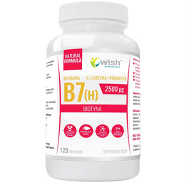 WISH Pharmaceutical Witamina B7 (H) 2500µg + Prebiotyk suplement diety 120 kapsułek