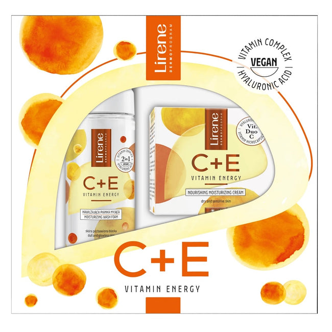 Lirene C+E Vitamin Energy zestaw nawilżająca pianka myjąca 150ml + odżywczy krem nawilżający 50ml