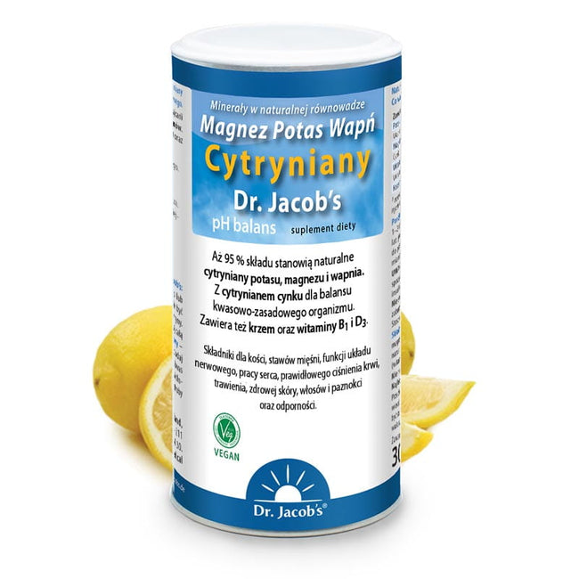 Dr Jacobs pH Balans Magnez Potas Wapń Cytryniany proszek zasadowy suplement diety 300g