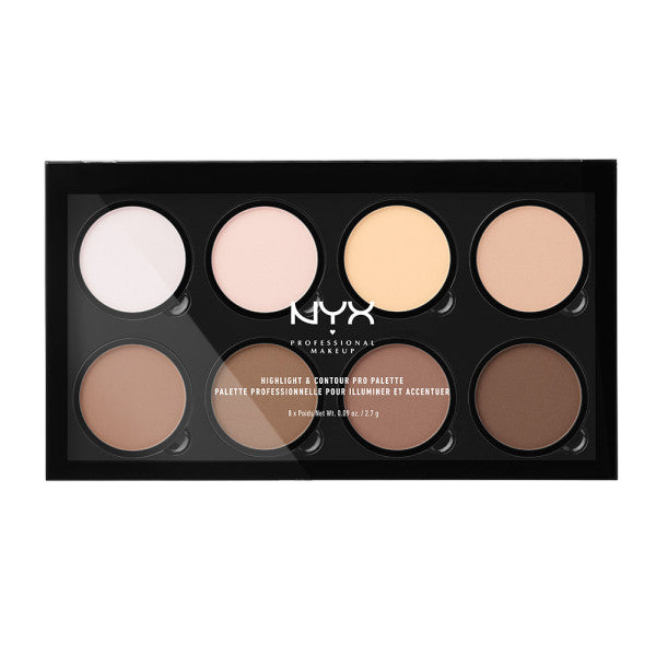 NYX Professional MakeUp Highlight & Contour Pro Palette paleta do konturowania i rozświetlania 8x2.7g
