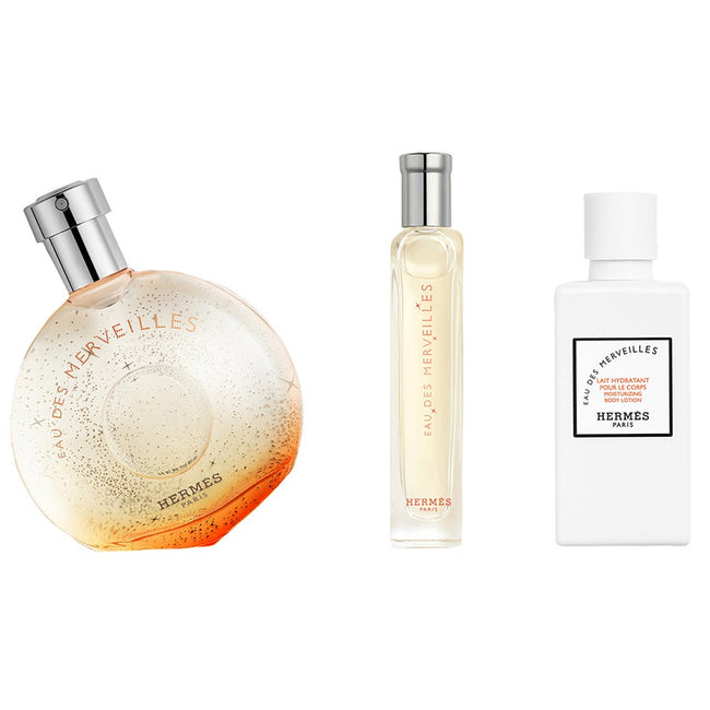 Hermes Eau Des Merveilles zestaw woda toaletowa spray 50ml + woda toaletowa spray 15ml + balsam do ciała 40ml