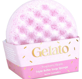 Bomb Cosmetics Gelato Body Buffer gąbka do mycia ciała Raspberry Ripple 200g
