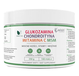 WISH Pharmaceutical Glukozamina Wegańska + Chondroityna + Witamina C + MSM suplement diety w proszku 250g