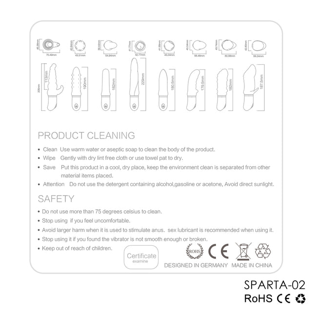S-HANDE Sparta II wibrator z 9 trybami wibracji Red Rose