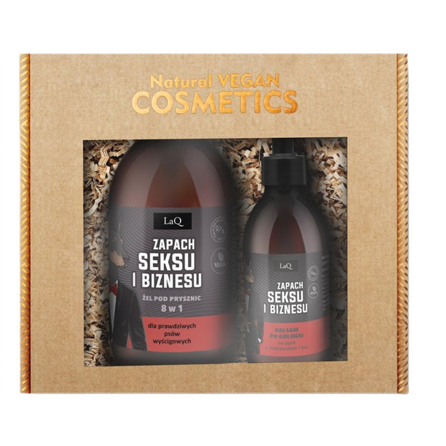 LaQ Zapach Seksu i Biznesu zestaw żel pod prysznic 500ml + balsam po goleniu 150ml
