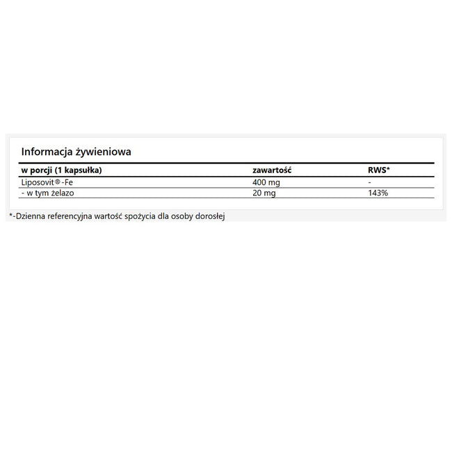 Apollo's Hegemony Liposomal Iron suplement diety 90 kapsułek