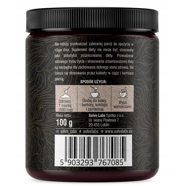 Solve Labs Lion's Mane Mushroom soplówka jeżowata suplement diety w proszku 100g