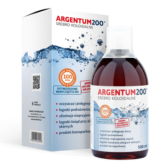 Aura Herbals Argentum200 Srebro Koloidalne 100ppm tonik 500ml