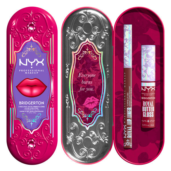 NYX Professional MakeUp Bridgerton Royal Treasures 2-Piece Lip Kit zestaw błyszczyk i konturówka