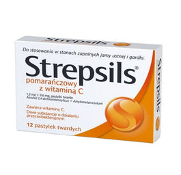 Strepsils Pastylki do ssania z pomarańczą i witaminą C 12szt.