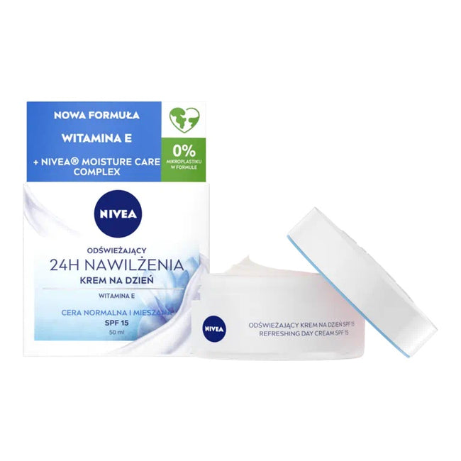 Nivea 24H Nawilżenia odświeżający krem na dzień SPF15 cera normalna i mieszana 50ml
