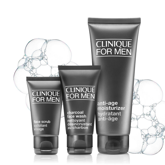 Clinique Clinique For Men Daily Age Repair zestaw krem nawilżający 100ml + peeling do twarzy 30ml + żel do mycia twarzy 50ml