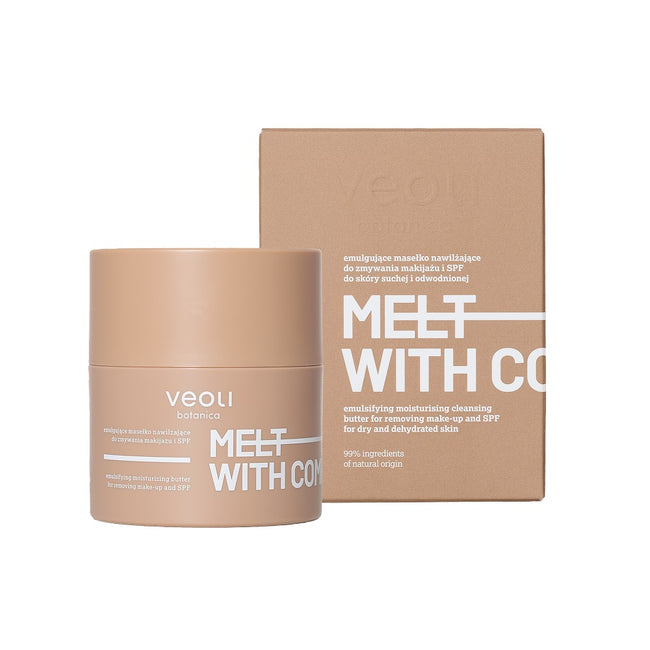 Veoli Botanica Melt With Comfort emulgujące masełko nawilżające do zmywania makijażu i SPF do skóry suchej i odwodnionej 40g