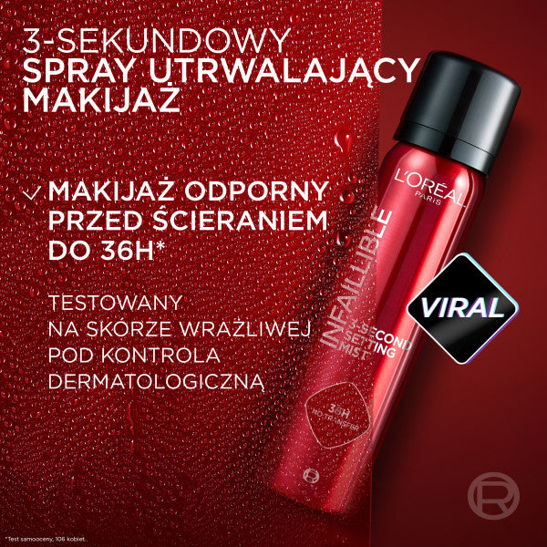 L'Oreal Paris Infaillible 3-Second Setting Mist 3-sekundowy spray utrwalający makijaż 150ml
