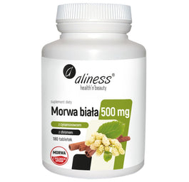 Aliness Morwa biała 4:1 z cynamonowcem i chromem 500 mg suplement diety 180 tabletek