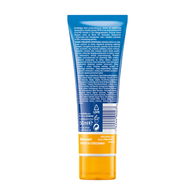 Nivea Sun nawilżający krem przeciwsłoneczny do twarzy z wysoką ochroną SPF30 50ml