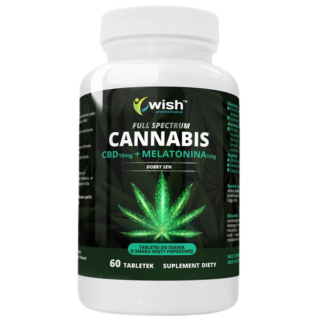 WISH Pharmaceutical CBD 10mg + Melatonina 1mg suplement diety 60 tabletek do ssania