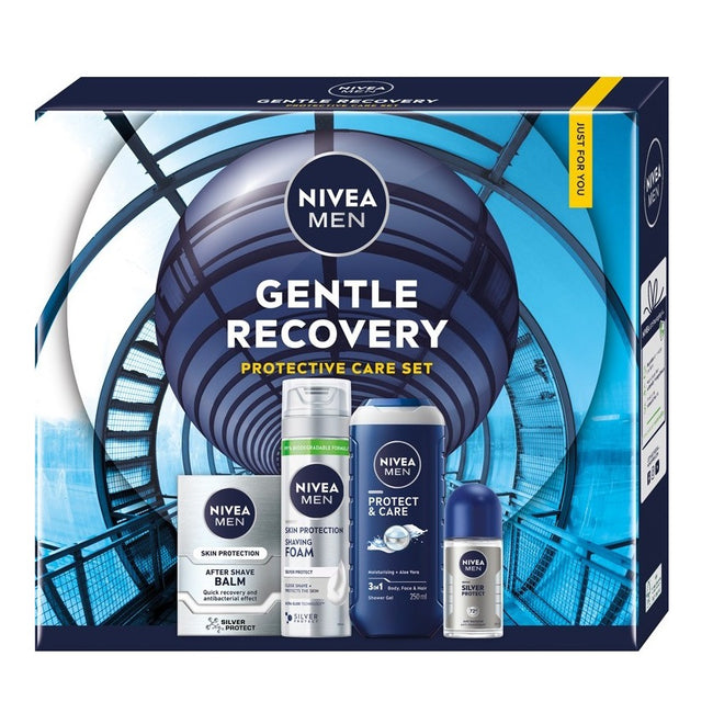 Nivea Men Gentle Recovery zestaw pianka do golenia 200ml + balsam po goleniu 100ml + żel pod prysznic 3w1 250ml + antyperspirant roll-on 50ml