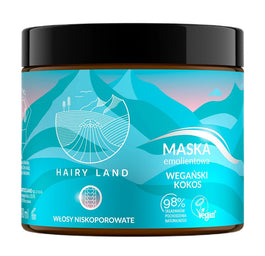 Hairy Land Maska emolientowa do włosów niskoporowatych Wegański Kokos 400ml