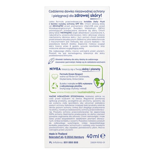 Nivea Sun Invisible Daily fluid do twarzy SPF50+ 40ml