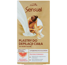 Joanna Sensual plastry do depilacji ciała do skóry suchej Ekstrakt z Grejpfruta 12szt + tubka z oliwką łagodzącą 10ml