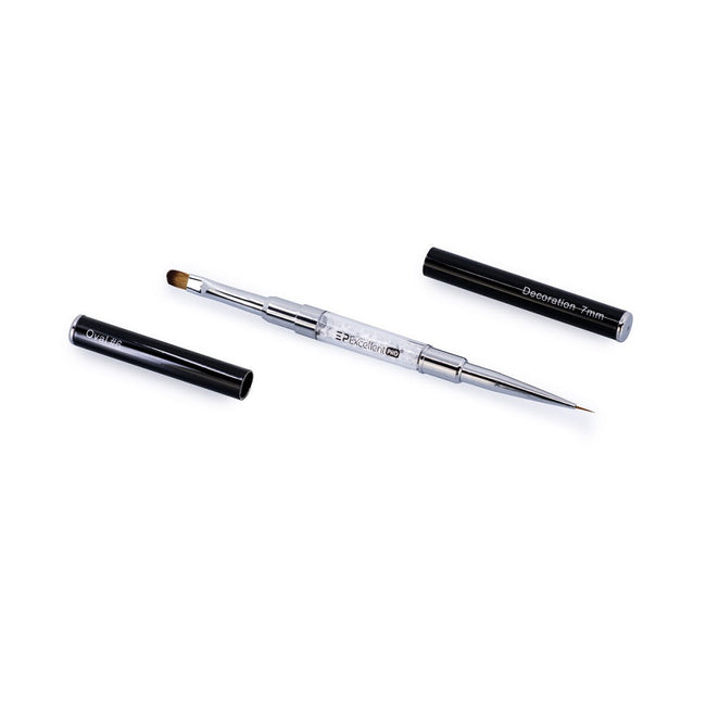 Excellent PRO Decoration pędzelek 2w1 z cyrkoniami Oval #6 7mm