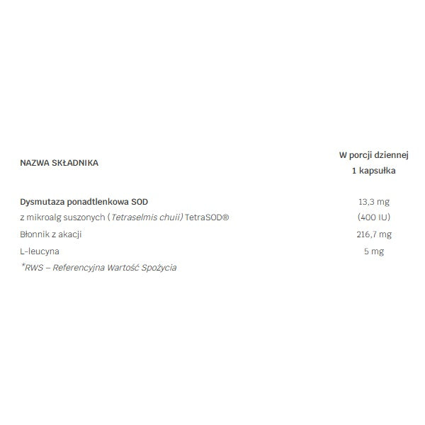 LABS212 SOD superoxide dismutase Tetra-SOD suplement diety 60 kapsułek