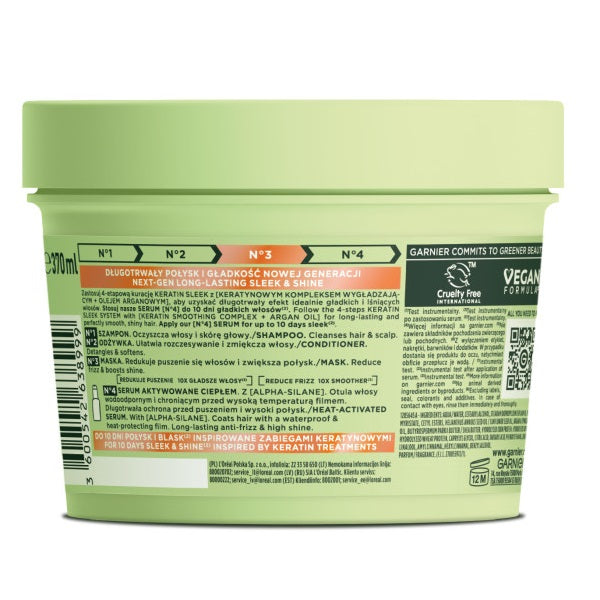 Garnier Fructis Keratin Sleek maska do włosów suchych i puszących się 370ml