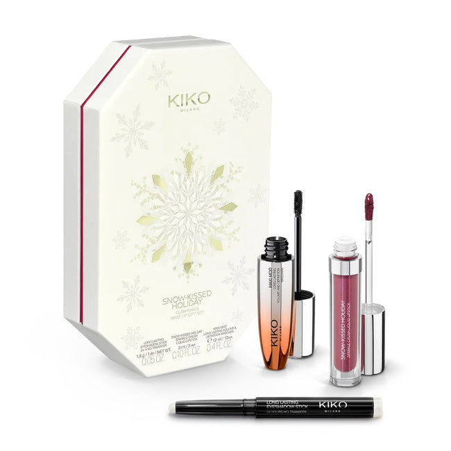 KIKO Milano Snow-Kissed Holiday Glam-Faves Make Up Gift Set zestaw tusz do rzęs 12ml + pomadka w płynie 3ml + cień do powiek w sztyfcie 1.6g