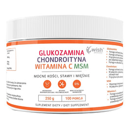 WISH Pharmaceutical Glukozamina + Chondroityna + Witamina C + MSM suplement diety w proszku 250g